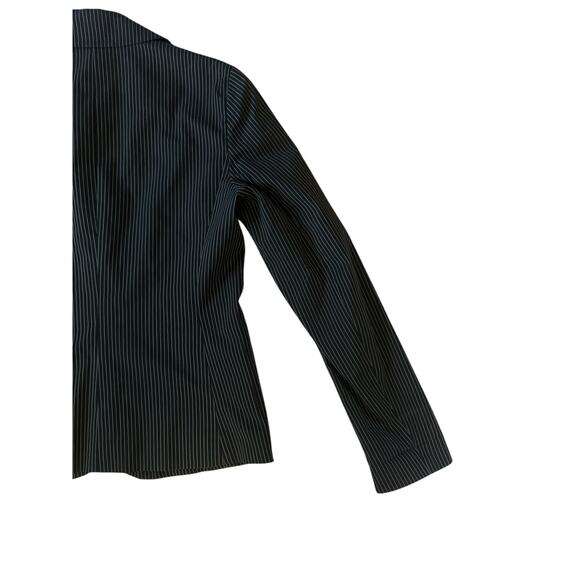 Women 4 Theory Boothe Two-Button Black Pinstripe Blazer Suit Jacket Classic - Picture 4 of 6